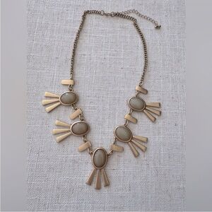 NEW Gold Statement Necklace NWOT Beige Tan Gemstone Costume Tribal Boho Tropical